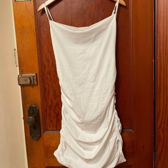 NWOT | WHITE | SHEIN SXY Solid Ruched Side Cami Bodycon Dress - Picture 3 of 9